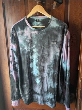 Shein XXL Smooth Light Long Sleeve Tye Dye Tee Green Purple XXL Nwott